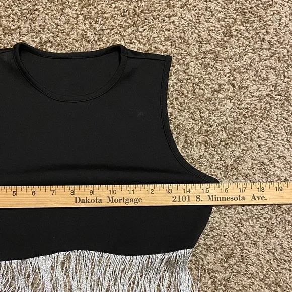 SHEIN (M) Black Tank Top with Silver Fringe - Picture 5 of 6